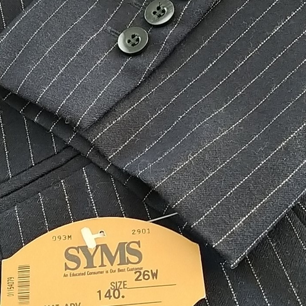 Syms Navy Pinstripe Harve Benard Blazer 26W - Picture 3 of 9
